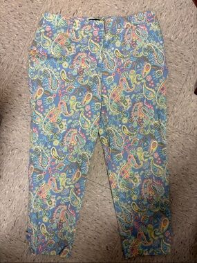Talbots Multicolor Paisley Crop Pant — Blue Pink Yellow